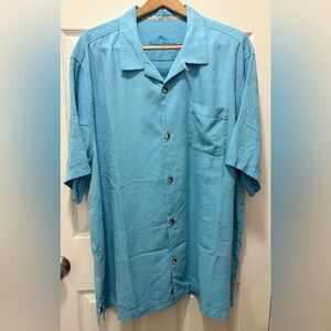 Tommy Bahama 100% Silk Blue Short Sleeve Shirt size XXXL